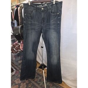 Helix Relaxed Boot. 36x34. Mens Distressed‎ Bootcut Precreased Jeans.